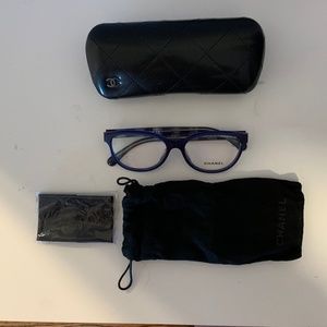 Chanel - Blue Lace Glasses w/ Case, Cover + Cloth